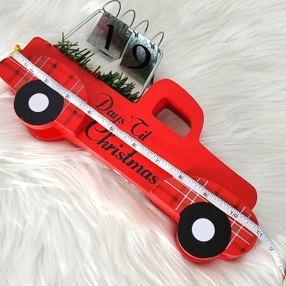 Christmas Countdown Wooden Red Farm Truck Galvanized Metal Number Decor - Picture 12 of 13